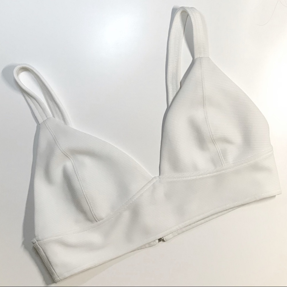 Forever 21 White Textured Zip Crop Top/Bralette L